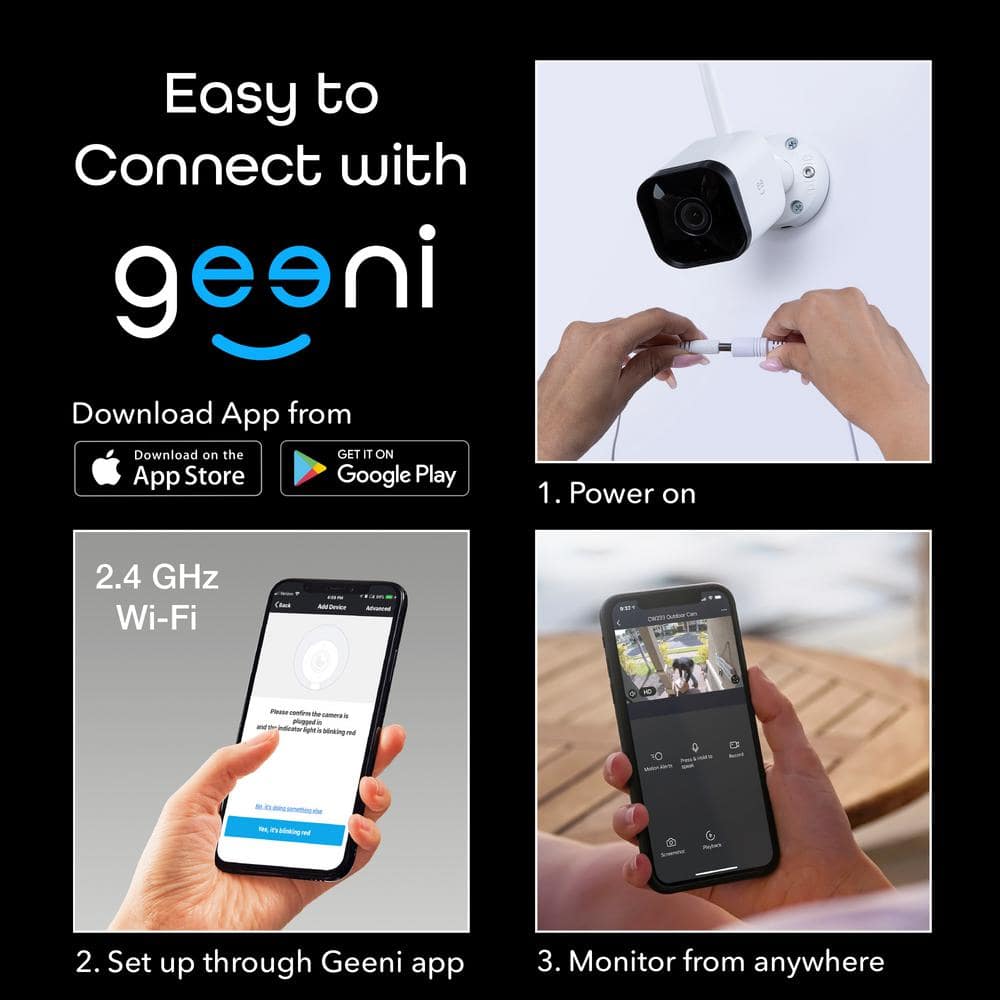 Geeni Hawk 3 Indoor/Outdoor HD 1080p Wi-Fi Wired Standard Security Camera IP65 Weatherproof with Remote Access