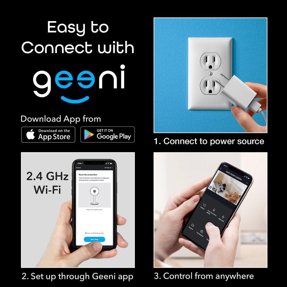 Geeni Glimpse 1080p HD Wireless Smart Camera - Indoor Home Security Camera - No Hub Required - Voice Control