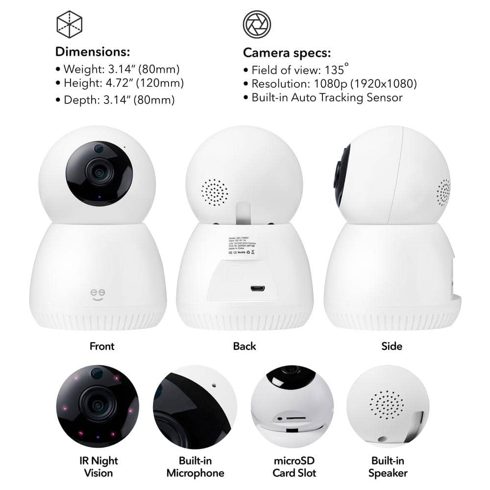 Geeni Scope WiFi Indoor Smart Motion Tracking Security Camera, No Hub Required, 2 Way Audio and Night Vison, Works with Alexa