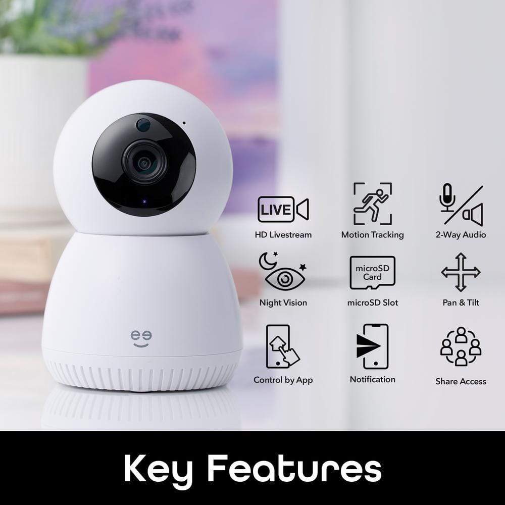 Geeni Scope WiFi Indoor Smart Motion Tracking Security Camera, No Hub Required, 2 Way Audio and Night Vison, Works with Alexa