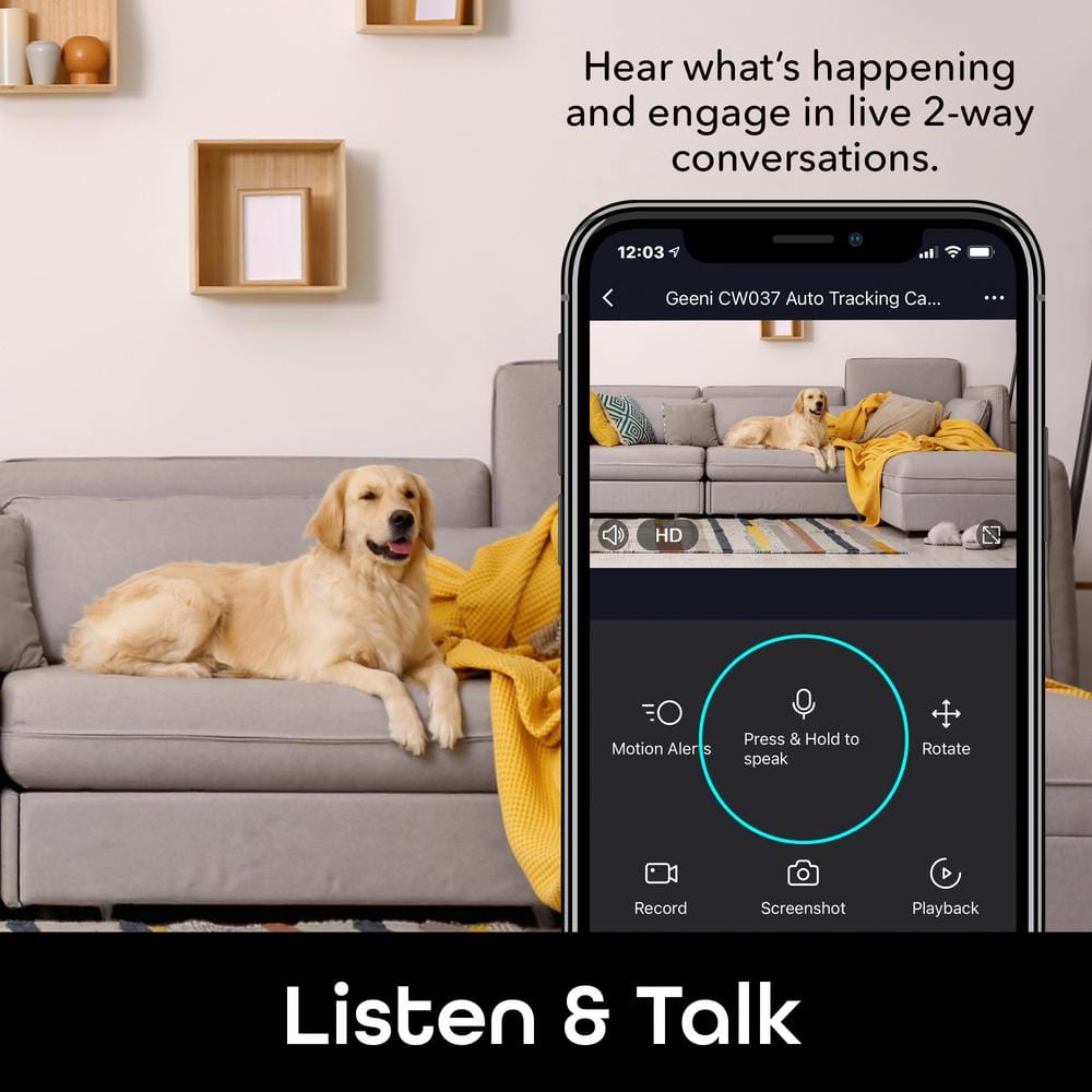 Geeni Scope WiFi Indoor Smart Motion Tracking Security Camera, No Hub Required, 2 Way Audio and Night Vison, Works with Alexa