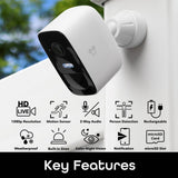 Geeni Freebird 2 Wireless Outdoor Smart Battery Operated Security Camera 2.4GHz Wi-Fi, Color Night Vision, 2 Way Talk, White