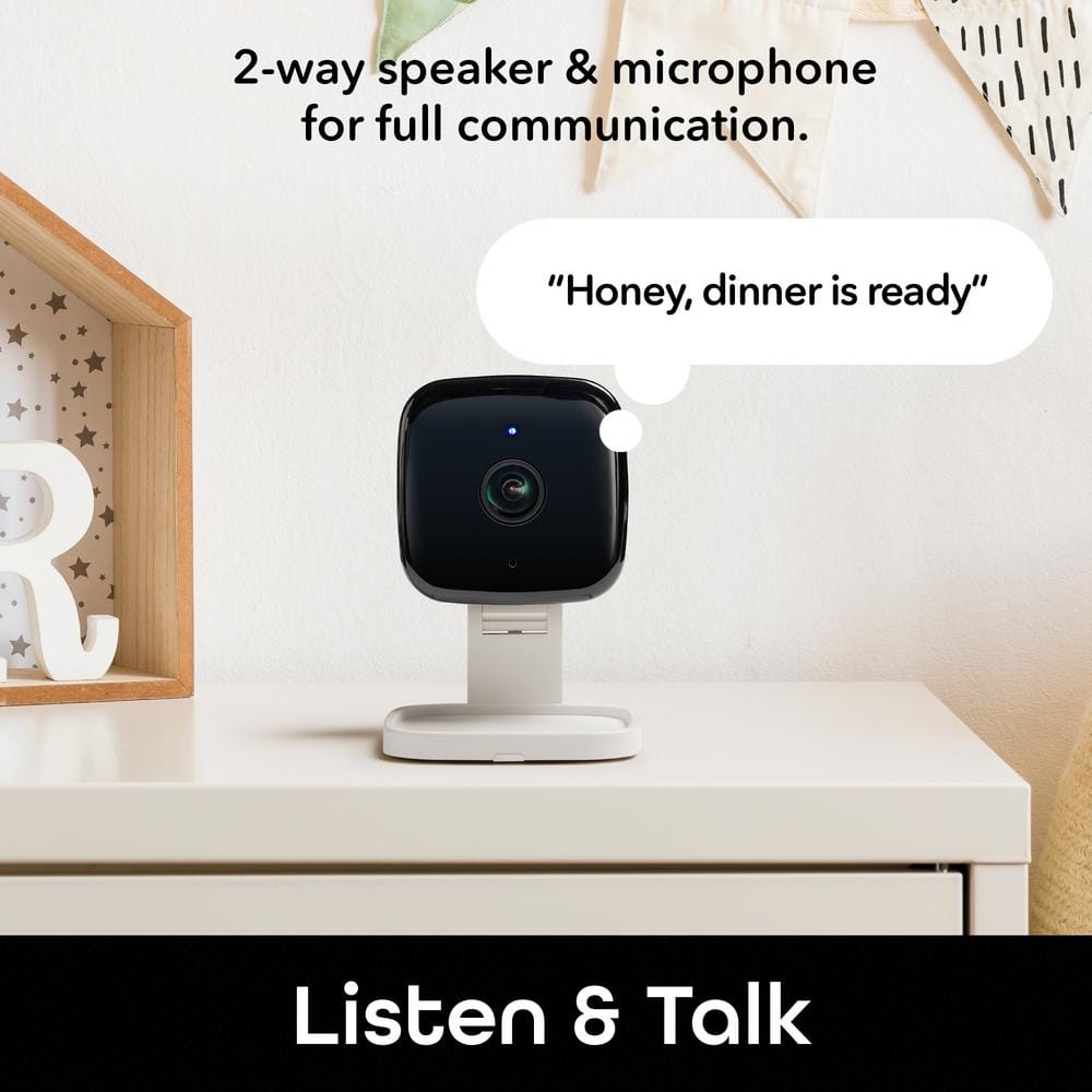Geeni Peek Smart Indoor 1080p HD Zoom Camera, 2-Way Audio, Night Vision, Motion Alerts, Built-in Siren - Home Security Camera