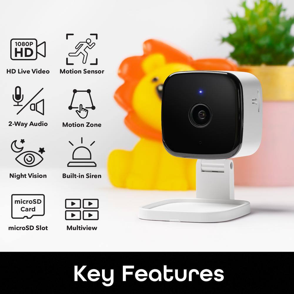 Geeni Peek Smart Indoor 1080p HD Zoom Camera, 2-Way Audio, Night Vision, Motion Alerts, Built-in Siren - Home Security Camera