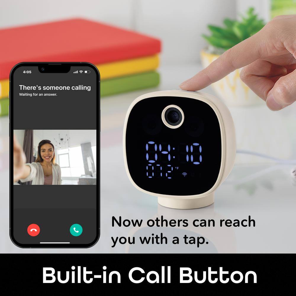 Geeni Serenity Smart Plug-In Clock Security Camera, Indoor 1080P Wi-Fi Monitor, 2-Way Audio, Night Light