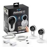 Geeni Aware 1080p HD Wireless Wi-Fi Standard Surveillance Camera Night Vision Motion Alerts Alexa Compatible White (2-Pack)