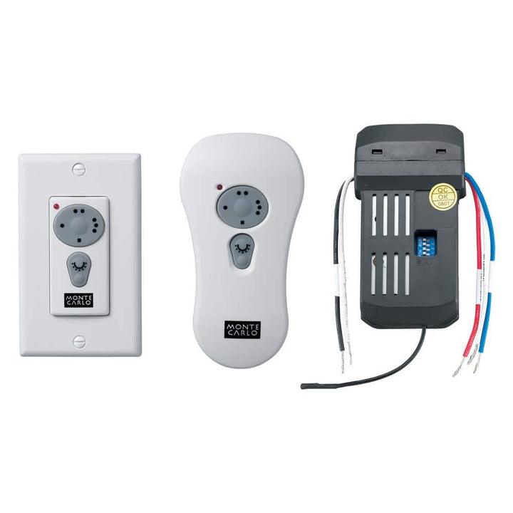 Ceiling Fan Control and Receiver with Three Speed Dimming Transmitter - Includes Enclosure for Remote or Plates for Wall