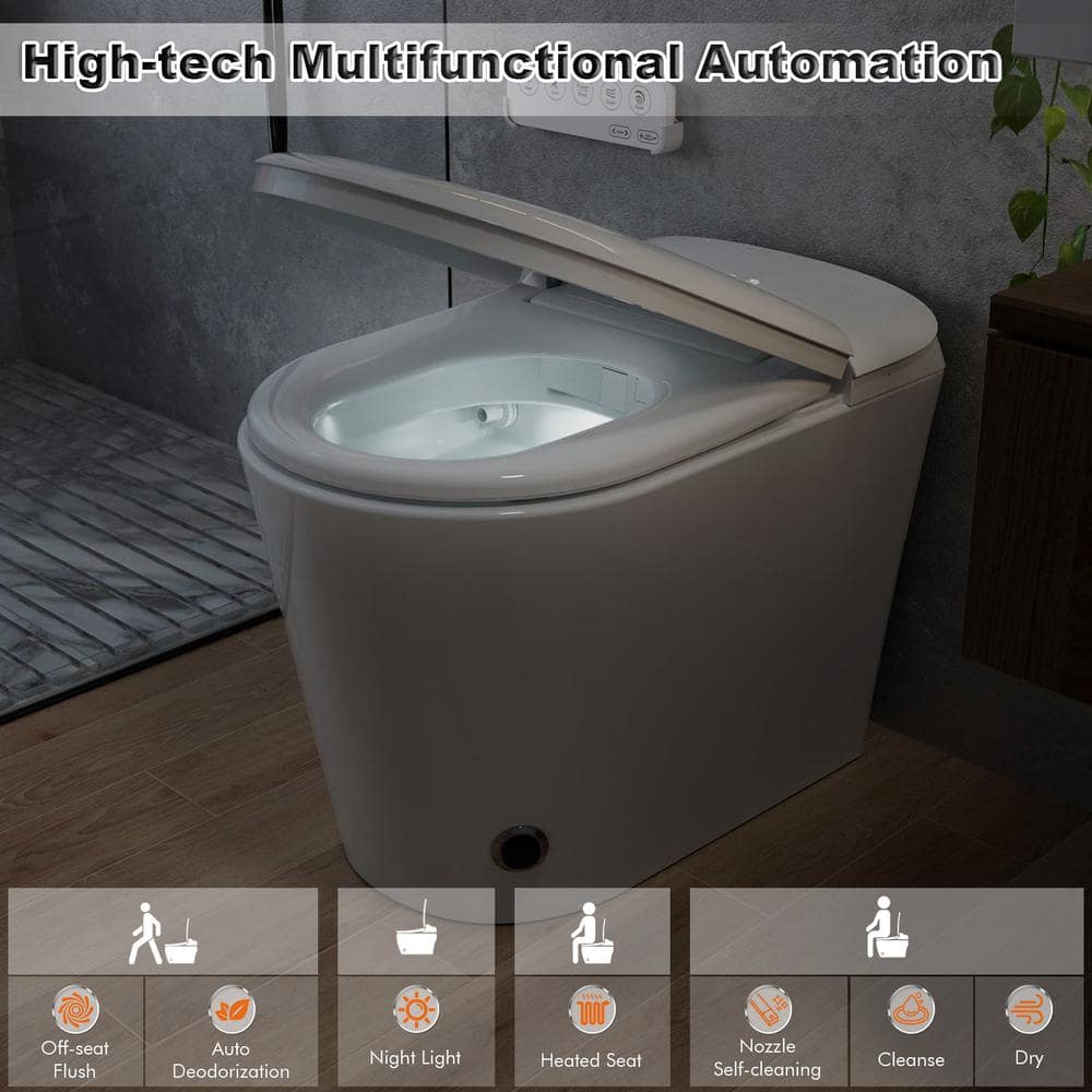 GIVING TREE Smart Toilet Bidet with 1.32 GPF Built-In Water Tank and Warm Air Dryer