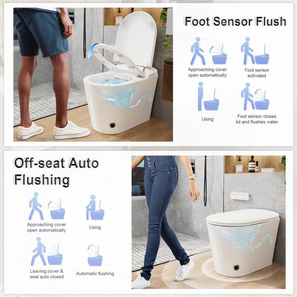GIVING TREE Smart Toilet Bidet with 1.32 GPF Built-In Water Tank and Warm Air Dryer
