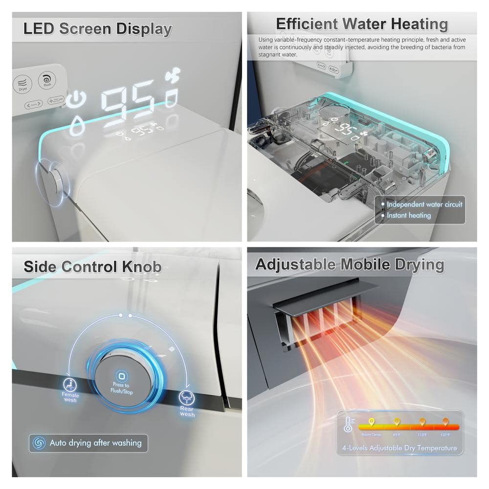 GIVING TREE Smart Toilet Bidet with Warm Air Dryer & Multi-Mode Cleaning