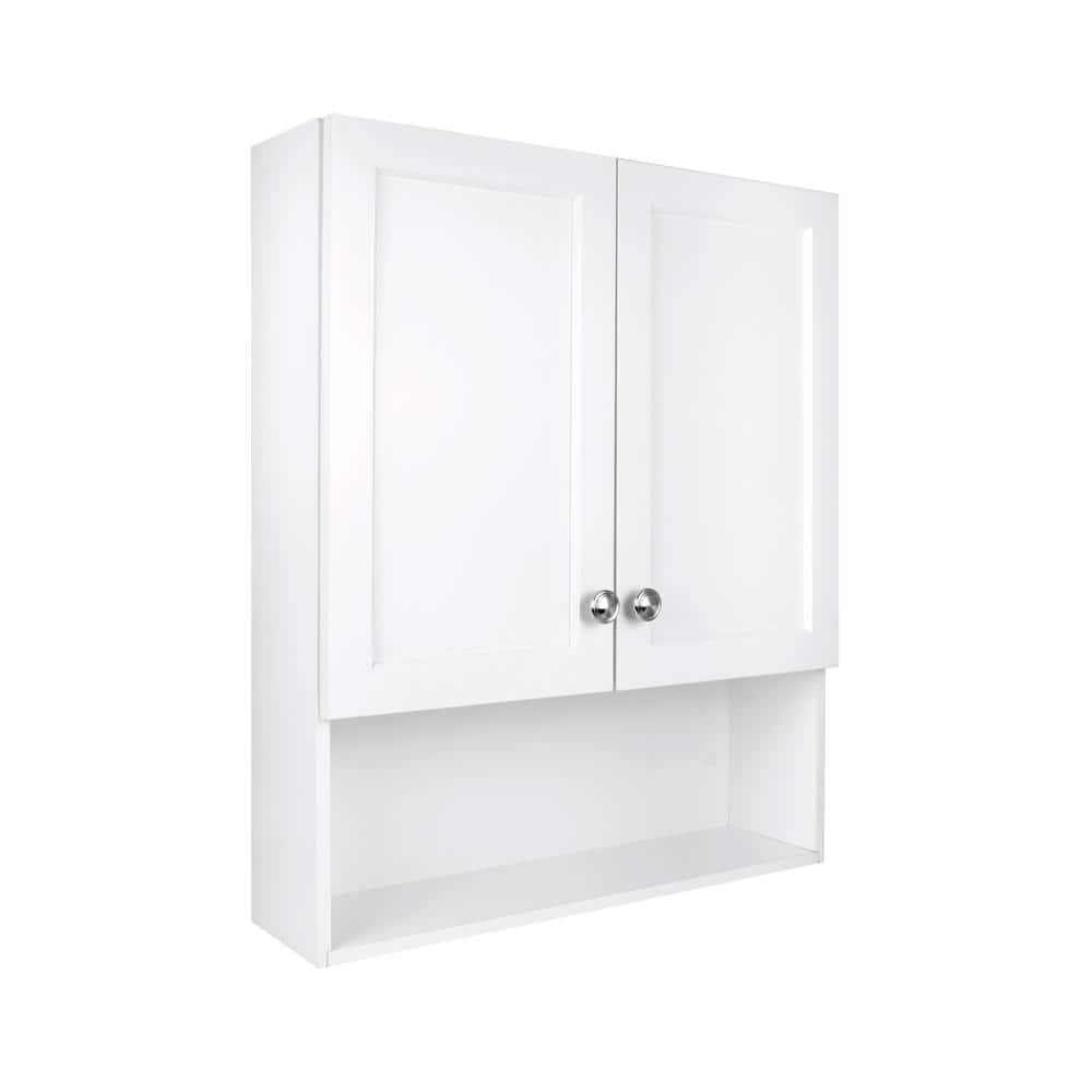Glacier Bay 22-7/8 in. W. x 27-7/8 in. H Framed Surface-Mount Rectangular Bathroom Medicine Cabinet with Mirror, White