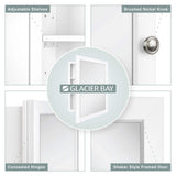 Glacier Bay 20 in. W x 26 in. H Rectangular Framed Recessed or Surface-Mount Bathroom Medicine Cabinet with Mirror, White