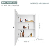 Glacier Bay 20 in. W x 26 in. H Rectangular Framed Recessed or Surface-Mount Bathroom Medicine Cabinet with Mirror, White