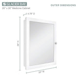 Glacier Bay 20 in. W x 26 in. H Rectangular Framed Recessed or Surface-Mount Bathroom Medicine Cabinet with Mirror, White