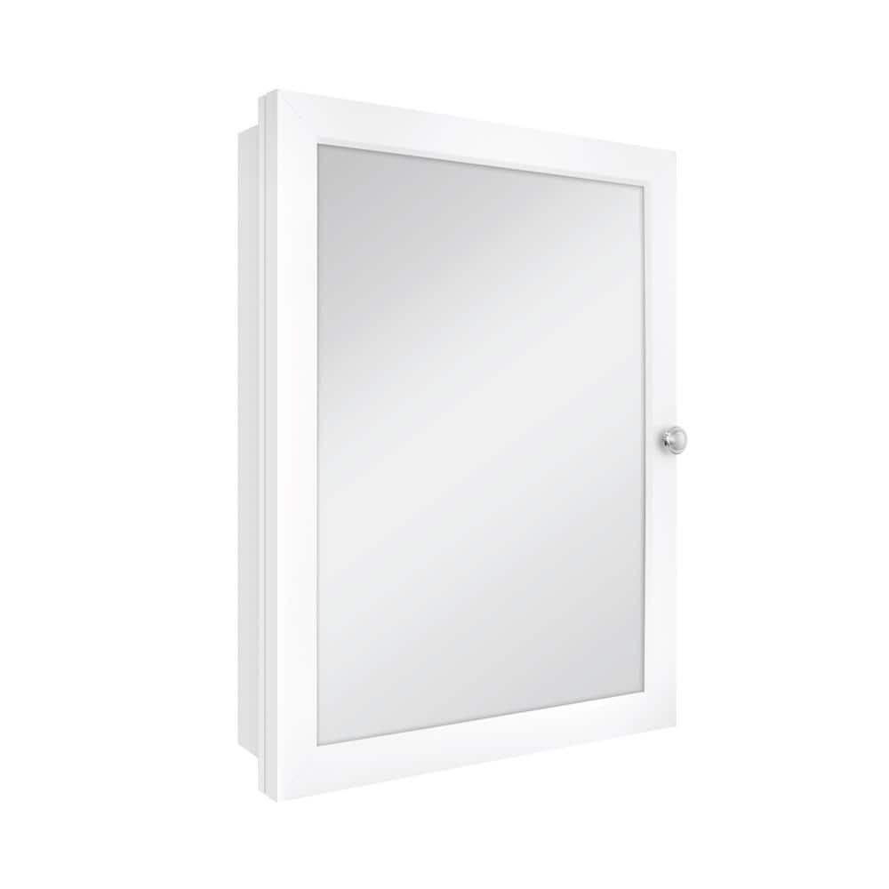 Glacier Bay 20 in. W x 26 in. H Rectangular Framed Recessed or Surface-Mount Bathroom Medicine Cabinet with Mirror, White