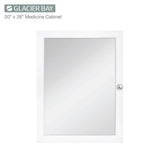 Glacier Bay 20 in. W x 26 in. H Rectangular Framed Recessed or Surface-Mount Bathroom Medicine Cabinet with Mirror, White
