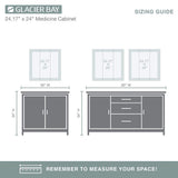 Glacier Bay 24-3/16 in. W x 24 in. H Framed Surface-Mount Tri-View Bathroom Medicine Cabinet with Mirror, White