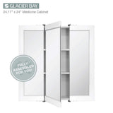 Glacier Bay 24-3/16 in. W x 24 in. H Framed Surface-Mount Tri-View Bathroom Medicine Cabinet with Mirror, White