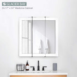 Glacier Bay 24-3/16 in. W x 24 in. H Framed Surface-Mount Tri-View Bathroom Medicine Cabinet with Mirror, White