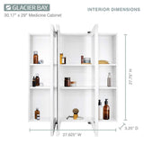 Glacier Bay 30-3/16 in. W x 29 in. H Framed Surface-Mount Tri-View Bathroom Medicine Cabinet with Mirror, White