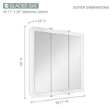 Glacier Bay 30-3/16 in. W x 29 in. H Framed Surface-Mount Tri-View Bathroom Medicine Cabinet with Mirror, White