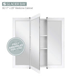 Glacier Bay 30-3/16 in. W x 29 in. H Framed Surface-Mount Tri-View Bathroom Medicine Cabinet with Mirror, White