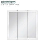 Glacier Bay 30-3/16 in. W x 29 in. H Framed Surface-Mount Tri-View Bathroom Medicine Cabinet with Mirror, White