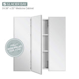Glacier Bay 24.4 in. W x 25.2 in. H Rectangular Medicine Cabinet with Mirror in Silver with Adjustable Shelves