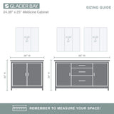 Glacier Bay 24.4 in. W x 25.2 in. H Rectangular Medicine Cabinet with Mirror in Silver with Adjustable Shelves