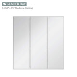 Glacier Bay 24.4 in. W x 25.2 in. H Rectangular Medicine Cabinet with Mirror in Silver with Adjustable Shelves