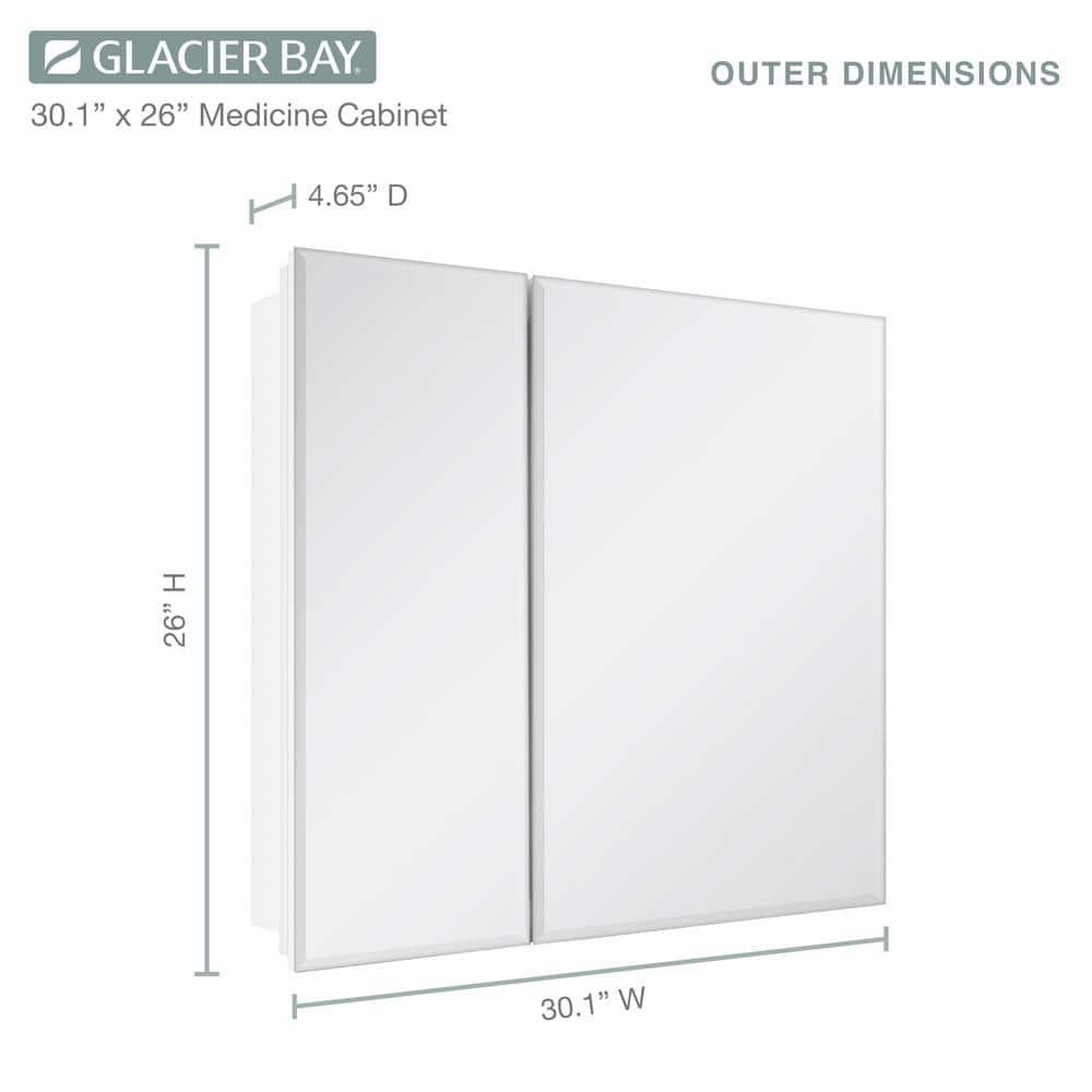 Glacier Bay 30 in. W x 26 in. H Rectangular Wood Composite Medicine Cabinet with Mirror