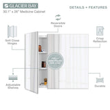Glacier Bay 30 in. W x 26 in. H Rectangular Wood Composite Medicine Cabinet with Mirror