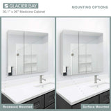 Glacier Bay 30 in. W x 26 in. H Rectangular Wood Composite Medicine Cabinet with Mirror