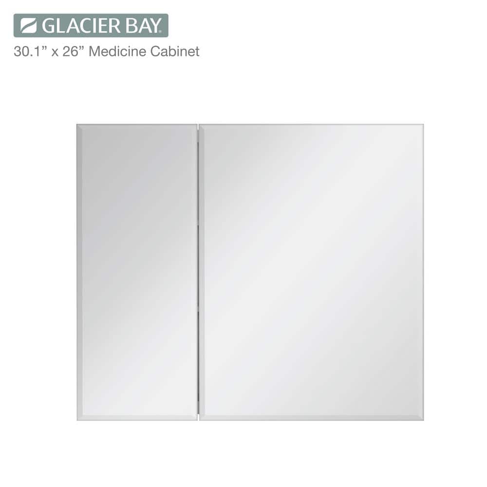 Glacier Bay 30 in. W x 26 in. H Rectangular Wood Composite Medicine Cabinet with Mirror