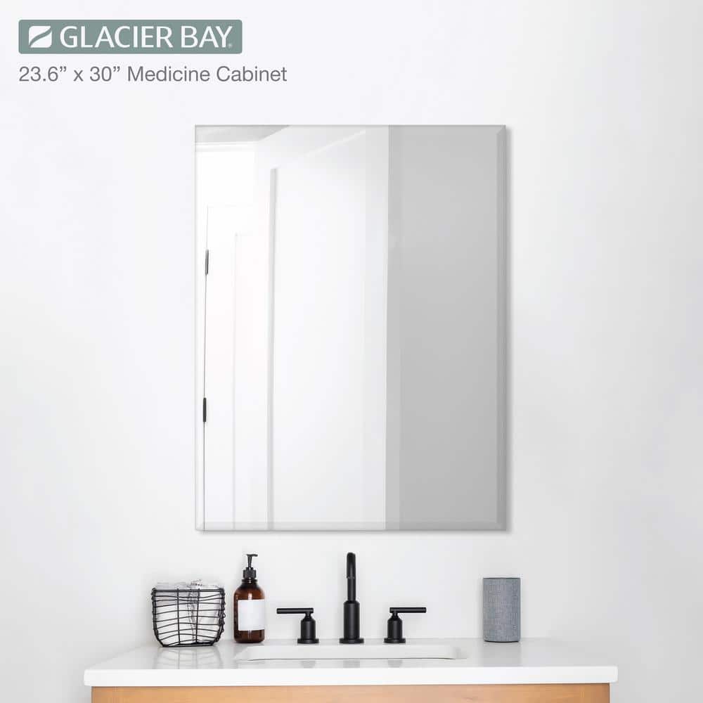 Glacier Bay 23.6 in. W x 30 in. H Rectangular Wood Composite Medicine Cabinet with Mirror