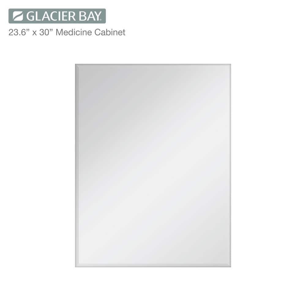 Glacier Bay 23.6 in. W x 30 in. H Rectangular Wood Composite Medicine Cabinet with Mirror