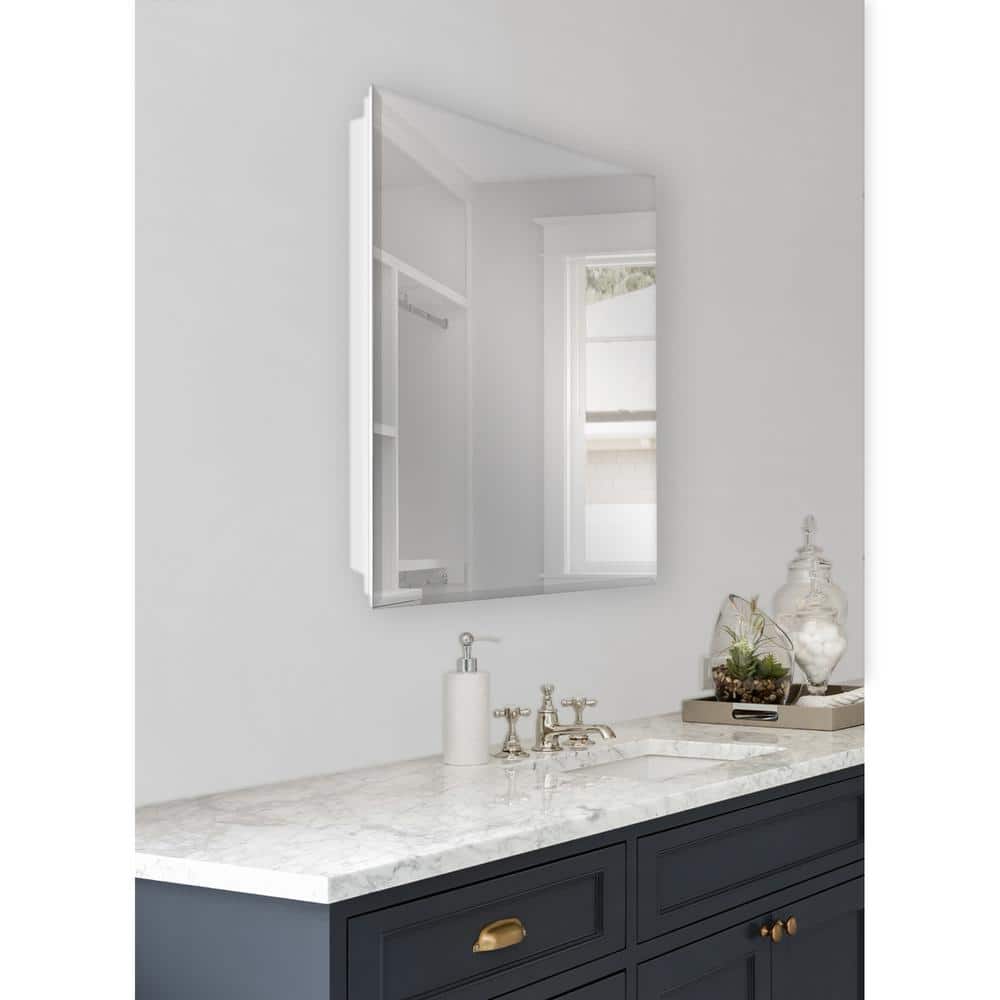 Glacier Bay 19-5/8 in. x 26 in. Rectangular Recessed or Surface Mount Beveled Frameless Medicine Cabinet with Mirror
