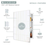 Glacier Bay 19-5/8 in. x 26 in. Rectangular Recessed or Surface Mount Beveled Frameless Medicine Cabinet with Mirror