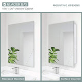 Glacier Bay 19-5/8 in. x 26 in. Rectangular Recessed or Surface Mount Beveled Frameless Medicine Cabinet with Mirror