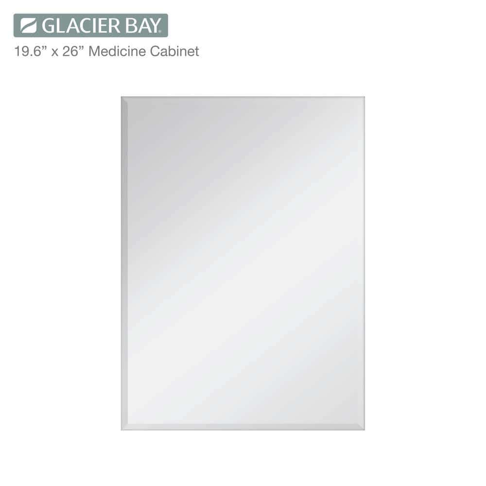 Glacier Bay 19-5/8 in. x 26 in. Rectangular Recessed or Surface Mount Beveled Frameless Medicine Cabinet with Mirror