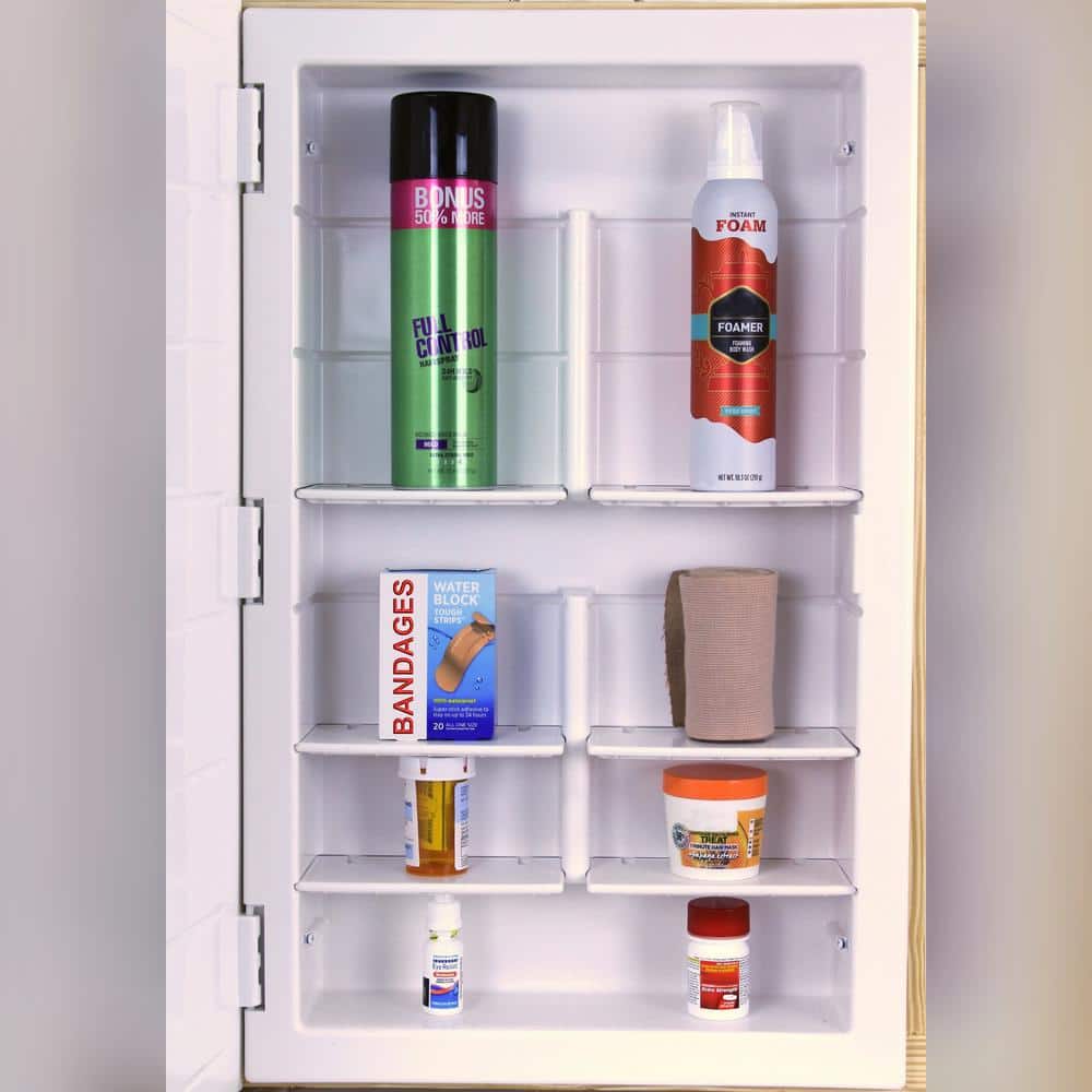 Glacier Bay Spacecab 16 in. x 26 in. x 3-1/2 in. Framed Recessed 1-Door Medicine Cabinet with 6-Shelves and Chrome Frame Mirror