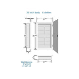 Glacier Bay Spacecab 16 in. x 26 in. x 3-1/2 in. Frameless Recessed 1-Door Medicine Cabinet with 6-Shelves and Beveled Edge Mirror