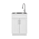 Glacier Bay All-in-One Stainless Steel Utility Sink with Faucet and Cabinet, White