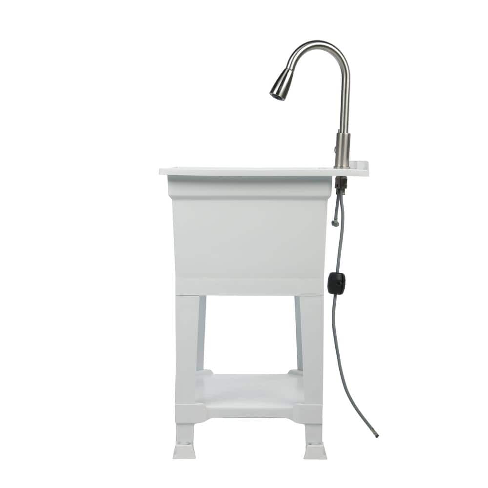 Glacier Bay 24" Freestanding Laundry/Utility Sink with Stainless Pull-Out Faucet