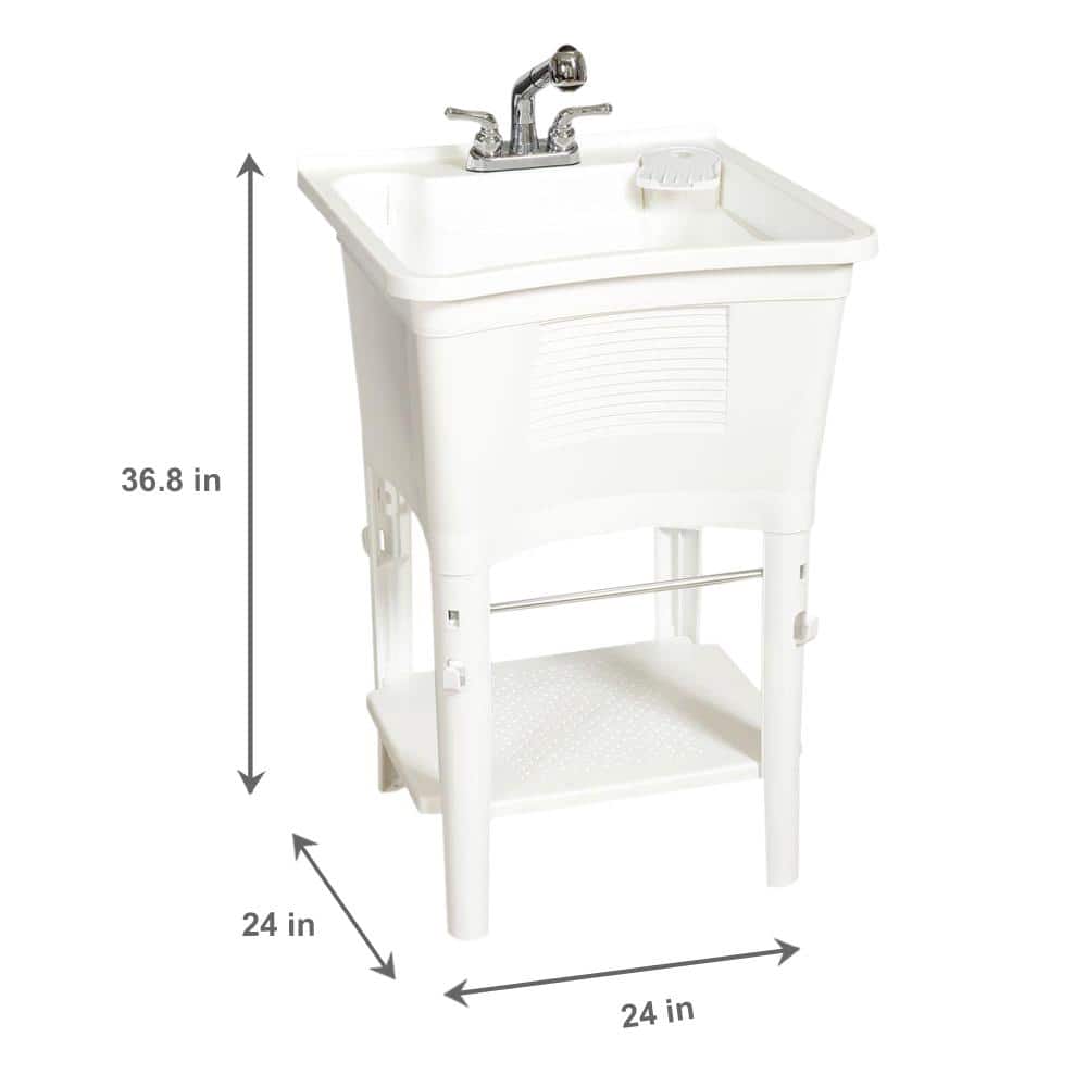 Glacier Bay 24.1 in. Laundry Sink Work Center with Pull-Out Faucet