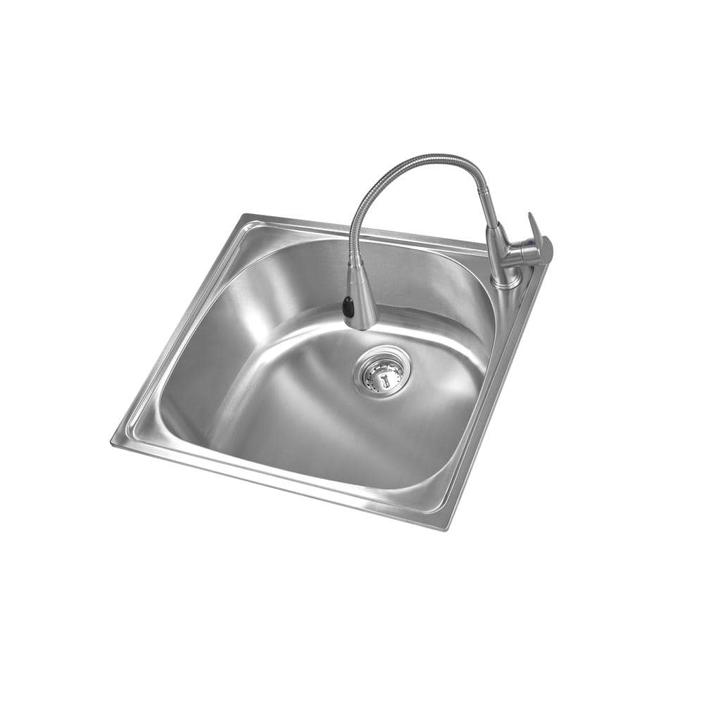 Glacier Bay 24 in Utility Sink with Stainless Steel Basin, Faucet & Cabinet