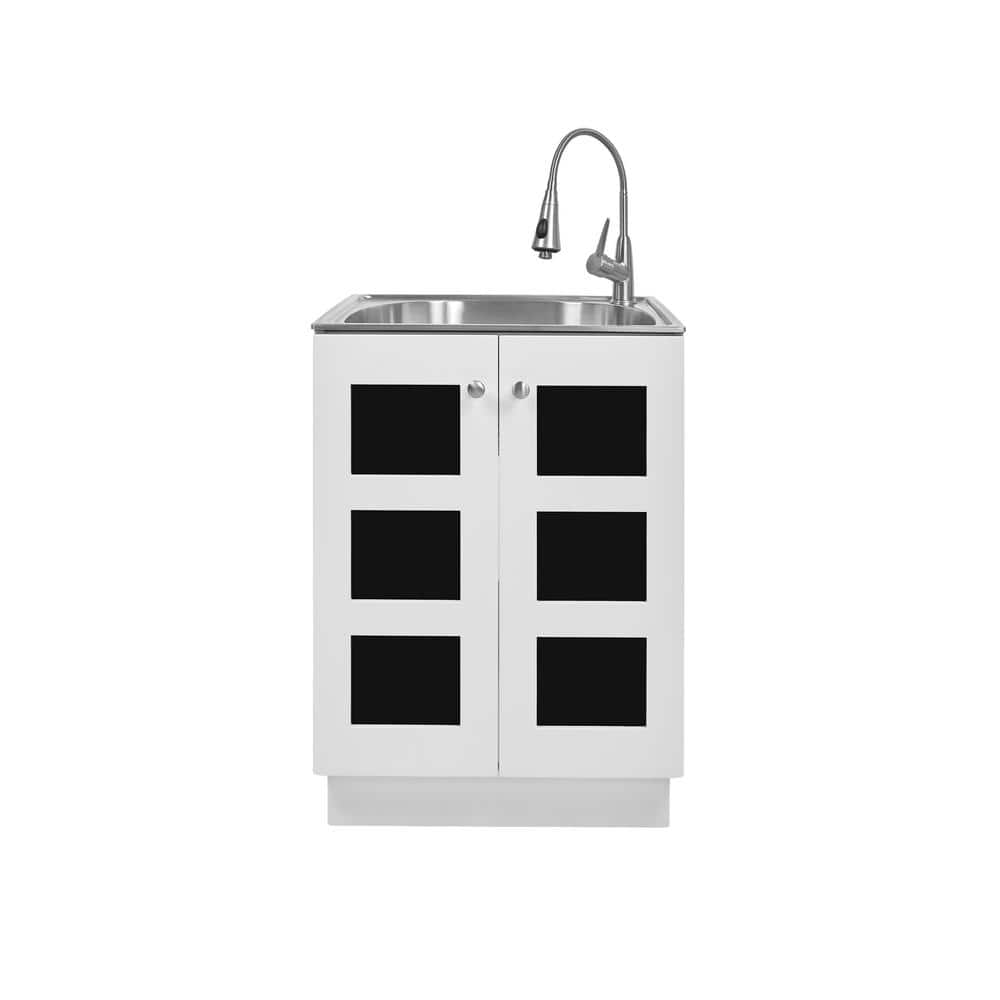 Glacier Bay 24 in Utility Sink with Stainless Steel Basin, Faucet & Cabinet