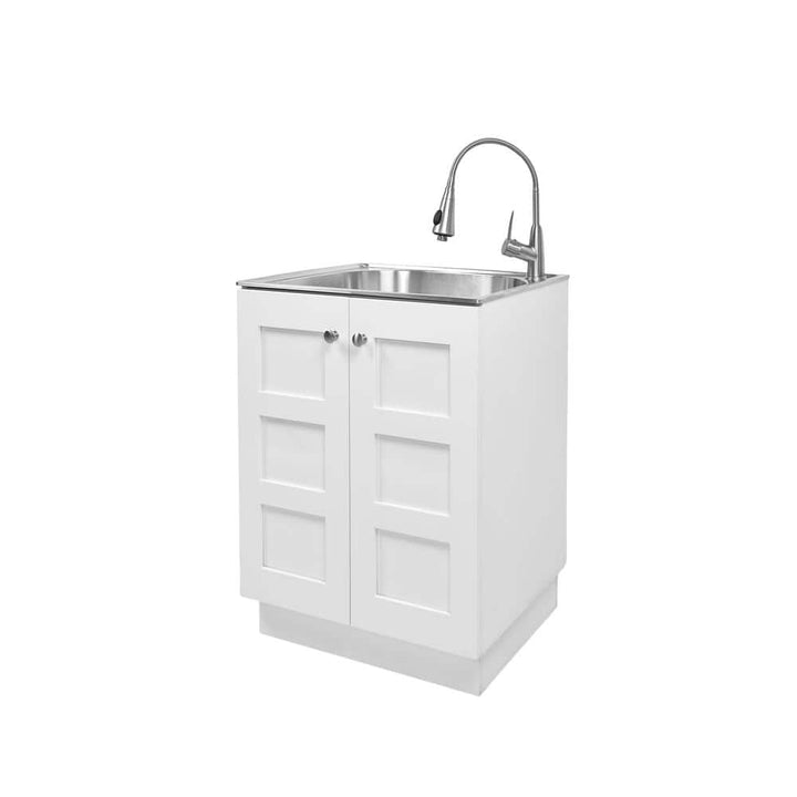 Glacier Bay 24 in Utility Sink with Stainless Steel Basin, Faucet & Cabinet