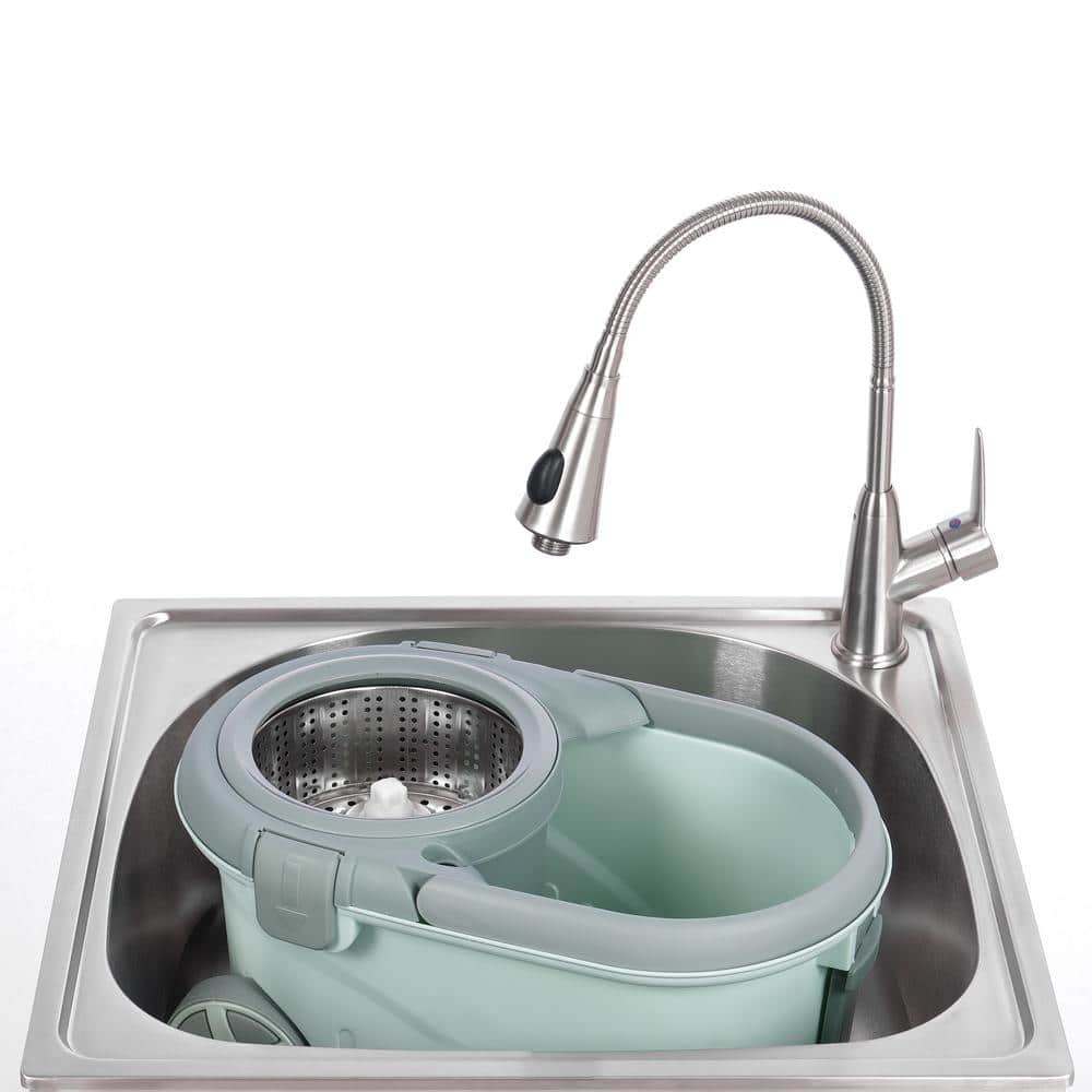Glacier Bay 24 in. Stainless Steel Laundry Sink with Faucet & Cabinet