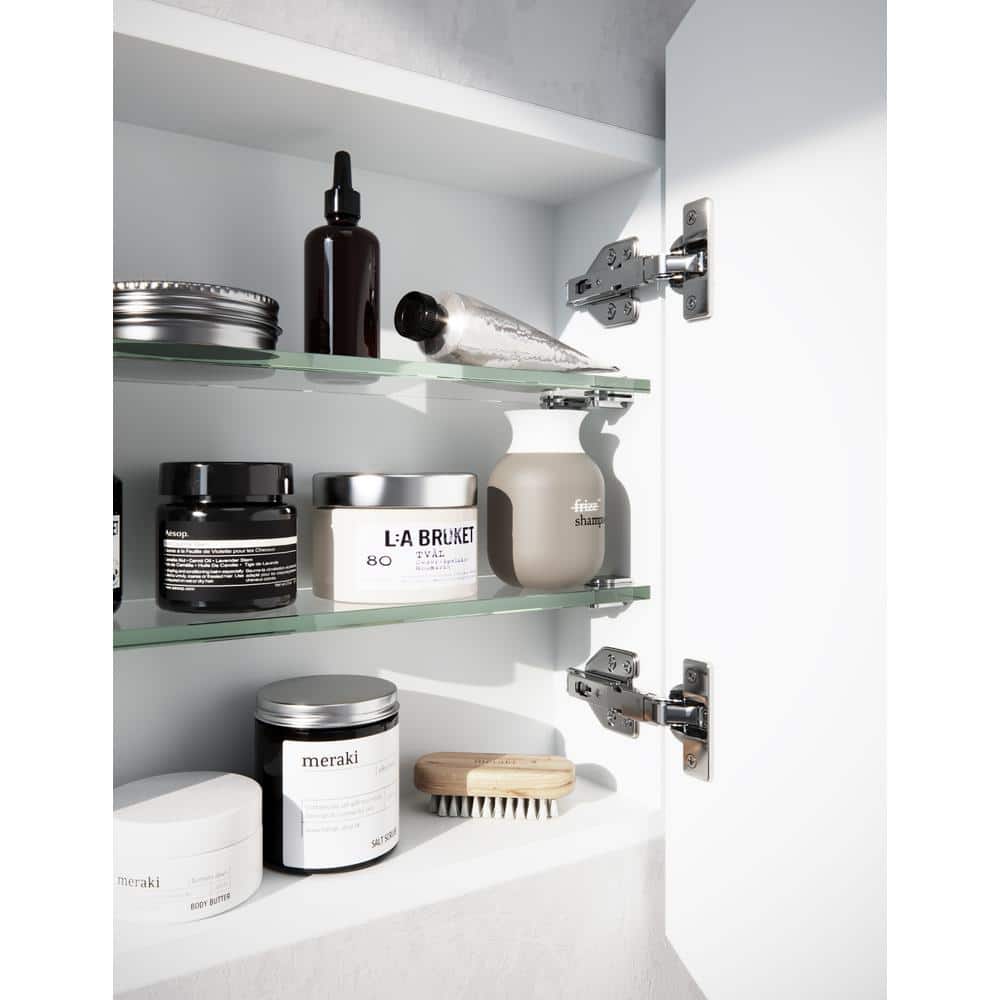 Glass Warehouse Orsa 24 in. W x 24 in. H x 4.75 in. D White Recessed Medicine Cabinet with Mirror